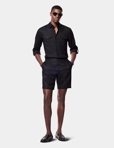 Black Linen Shorts