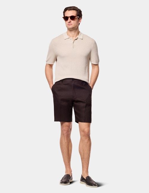 Light Taupe Premium Honeycomb Knit Polo Shirt