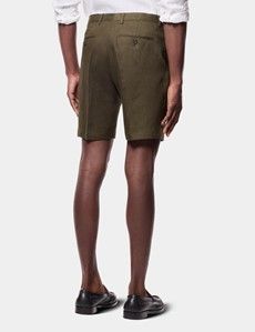 Dark Green Linen Shorts