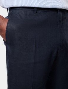 Navy Linen Shorts