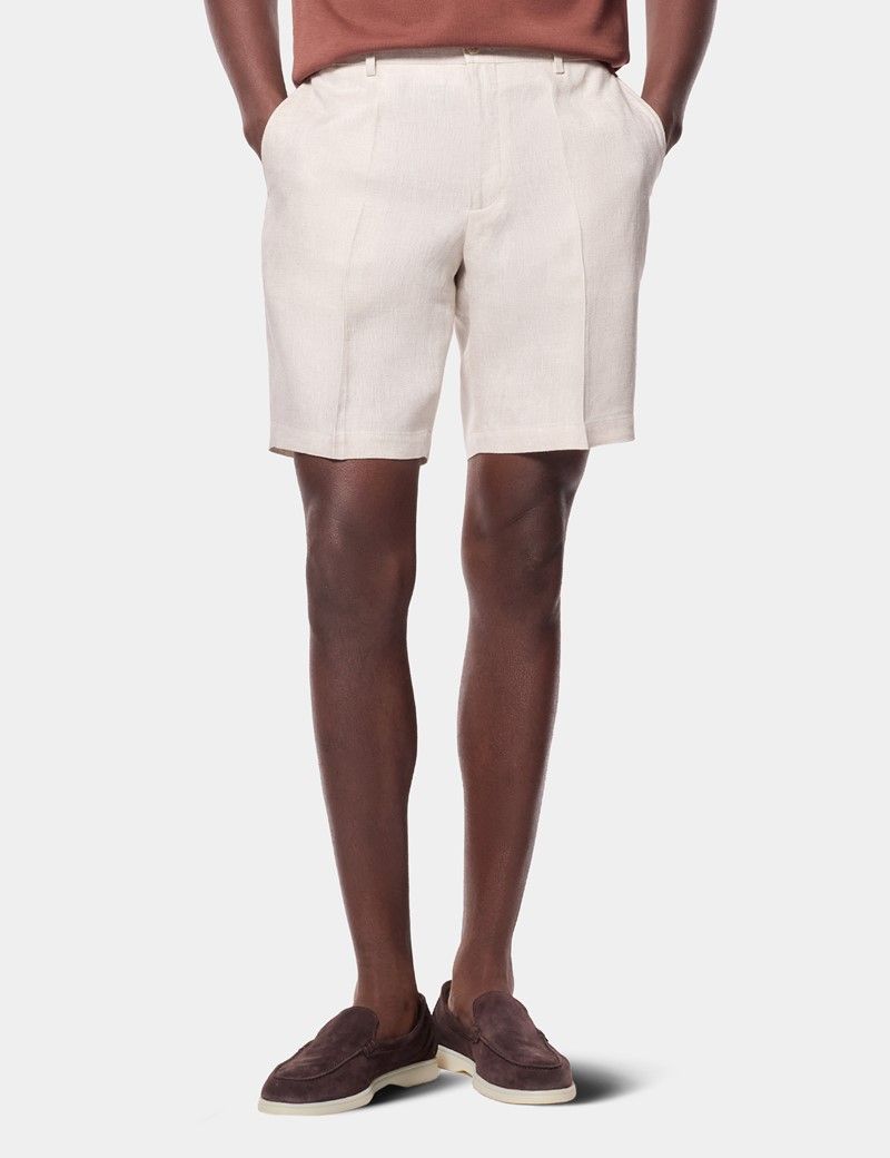Beige Linen Shorts