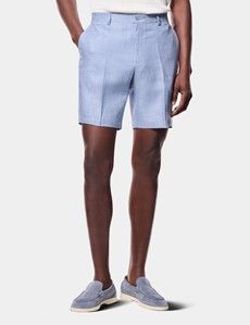 Blue Linen Shorts