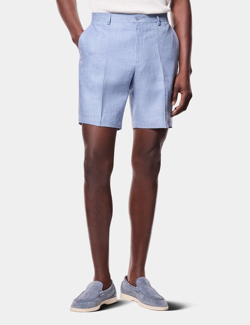 Blue Linen Shorts