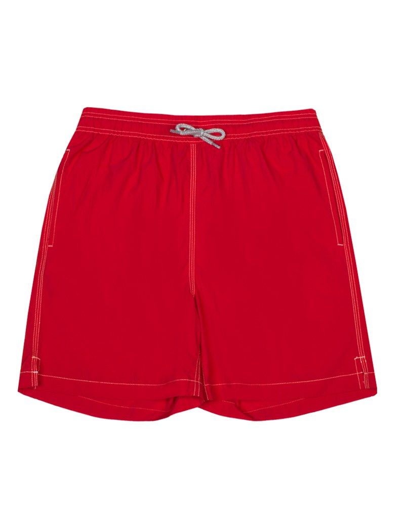 Men's Red Garment Dye Swim Shorts | Hawes & Curtis