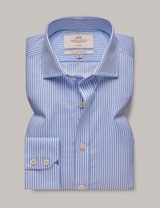 Slim Fit Blue & White Bengal Stripe Twill Non-Iron Shirt