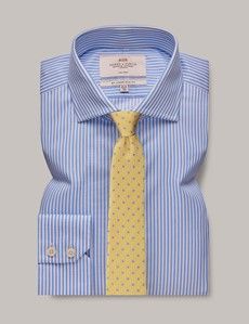 Slim Fit Blue & White Bengal Stripe Twill Non-Iron Shirt