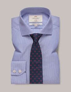 Non-Iron Blue & White Fine Stripe Slim Shirt - Windsor Collar-preview2