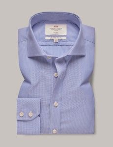 Non-Iron Blue & White Fine Stripe Slim Shirt - Windsor Collar-preview1