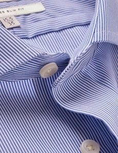 Non-Iron Blue & White Fine Stripe Slim Shirt - Windsor Collar