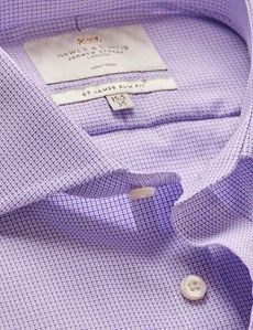 Non-Iron Lilac & White Textured Weave Slim Shirt - Windsor Collar