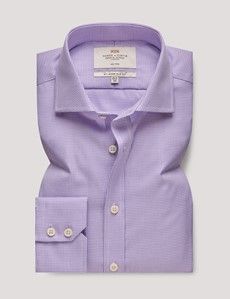 Non-Iron Lilac & White Textured Weave Slim Shirt - Windsor Collar-preview1