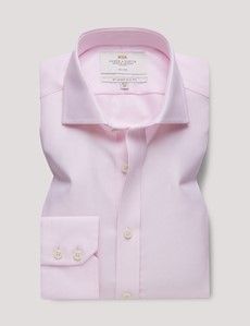 Non-Iron Pink & White Textured Weave Slim Shirt - Windsor Collar-preview1