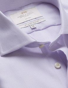 Non-Iron Lilac & White Textured Weave Slim Fit Shirt - Windsor Collar-preview1