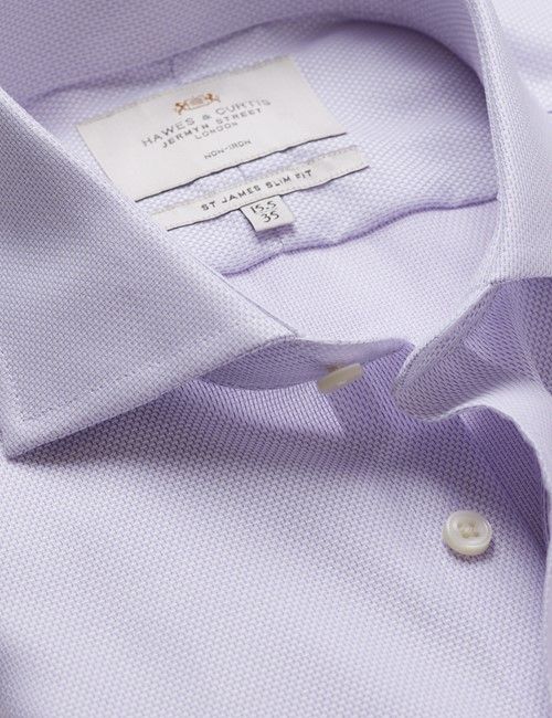 Slim Fit Lilac & White Textured Weave Non-Iron Shirt