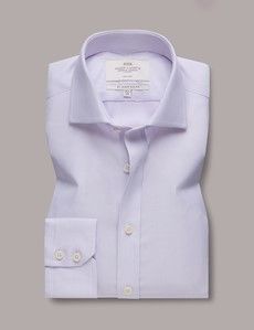 Non-Iron Lilac & White Textured Weave Slim Fit Shirt - Windsor Collar-preview2