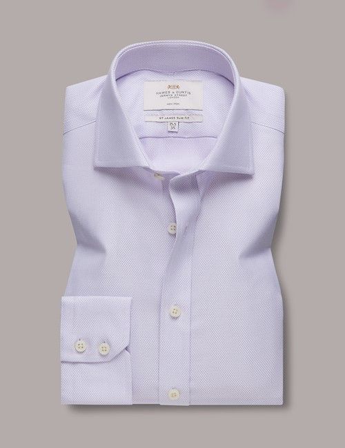 Slim Fit Lilac & White Textured Weave Non-Iron Shirt-preview
