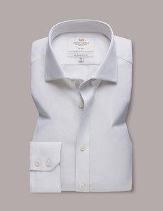 Non-Iron Grey & White Textured Weave Slim Shirt - Windsor Collar-preview1
