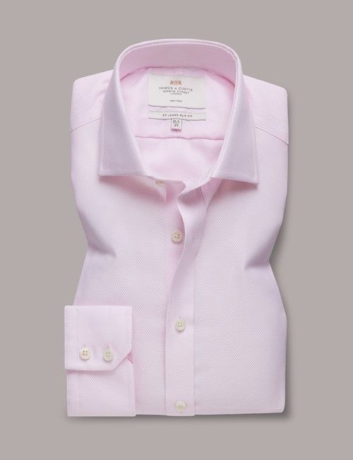 Non-Iron Pink & White Textured Weave Slim Fit Shirt - Windsor Collar-preview