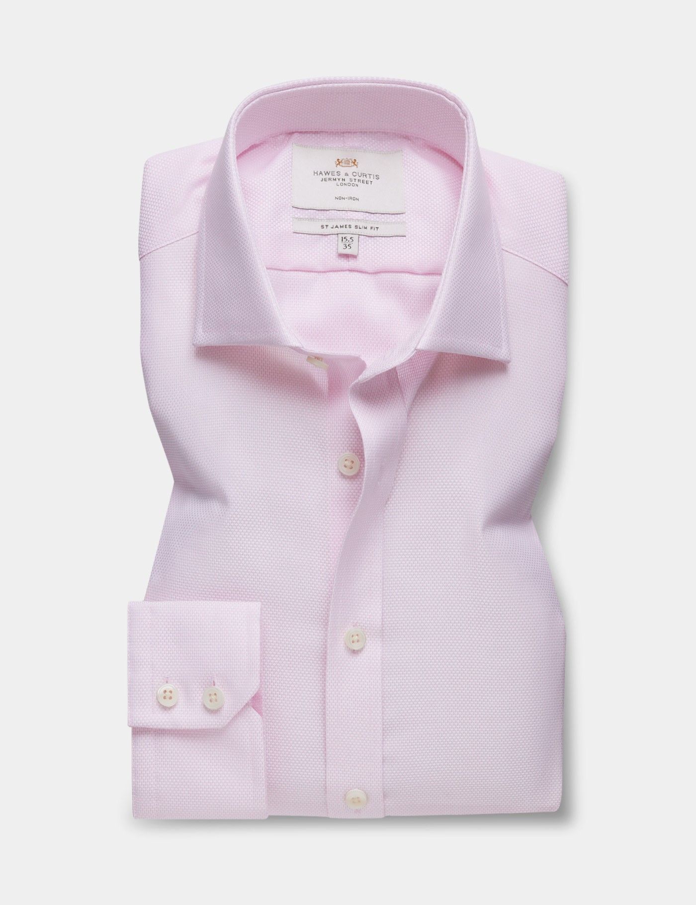 Slim Fit Pink & White Textured Weave Non-Iron Shirt-preview