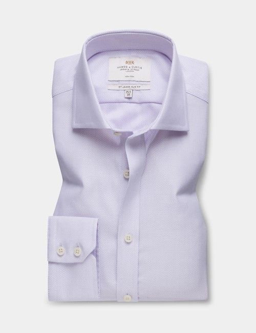 Slim Fit Lilac & White Textured Weave Non-Iron Shirt-preview
