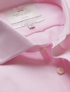 Slim Fit Pink & White Textured Weave Non-Iron Shirt