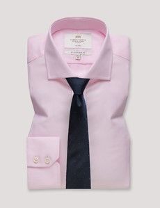 Slim Fit Pink & White Textured Weave Non-Iron Shirt