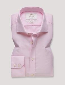 Slim Fit Pink & White Textured Weave Non-Iron Shirt