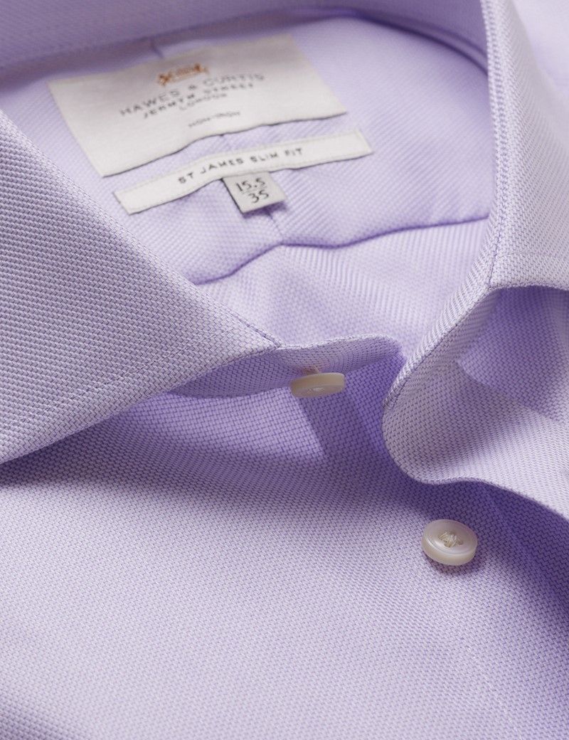 Slim Fit Lilac & White Textured Weave Non-Iron Shirt