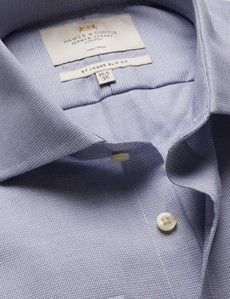 Slim Fit Navy & White Textured Weave Non-Iron Shirt