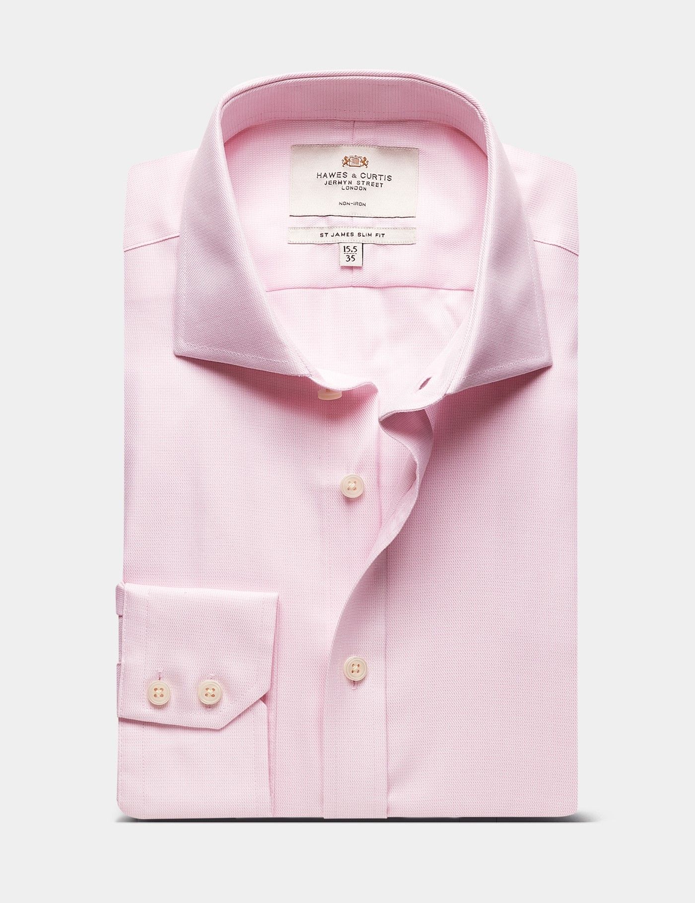 Slim Fit Pink & White Textured Weave Non-Iron Shirt-preview