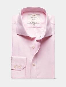 Slim Fit Pink & White Textured Weave Non-Iron Shirt