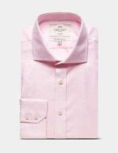 Slim Fit Pink & White Textured Weave Non-Iron Shirt