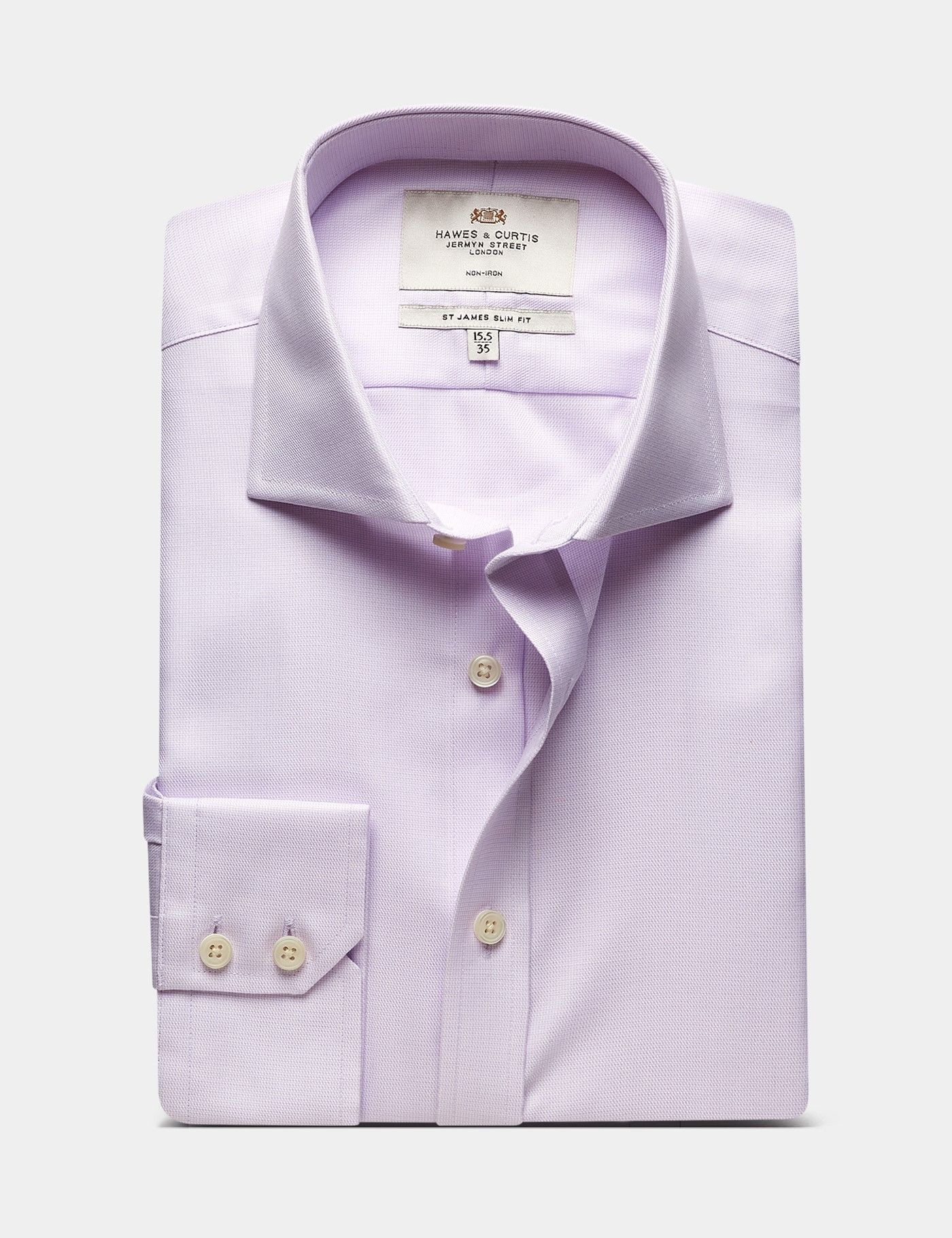 Slim Fit Lilac & White Textured Weave Non-Iron Shirt-preview