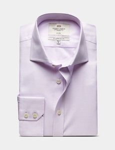 Slim Fit Lilac & White Textured Weave Non-Iron Shirt