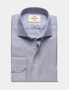 Slim Fit Royal & White Textured Weave Non-Iron Shirt