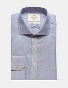 Slim Fit Royal & White Textured Weave Non-Iron Shirt