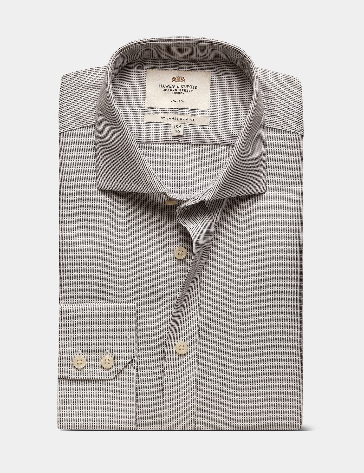 Slim Fit Grey & White Textured Weave Non-Iron Shirt-preview