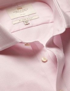 Slim Fit Pink & White Textured Weave Non-Iron Shirt