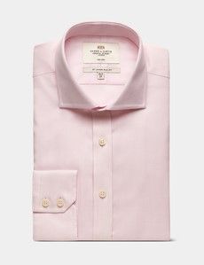 Slim Fit Pink & White Textured Weave Non-Iron Shirt