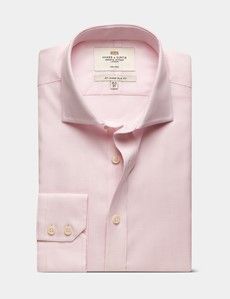 Slim Fit Pink & White Textured Weave Non-Iron Shirt