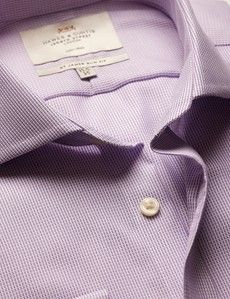 Slim Fit Lilac & White Textured Weave Non-Iron Shirt