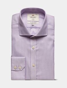 Slim Fit Lilac & White Textured Weave Non-Iron Shirt