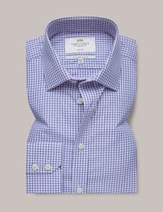 Non-Iron Navy & Pink Plaid Slim Shirt