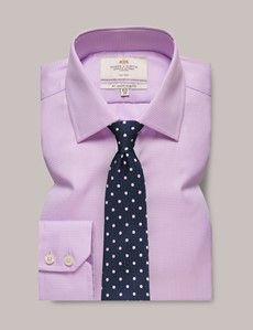 Slim Fit Lilac & White Dogtooth Non-Iron Shirt