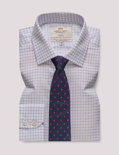 Non-Iron Blue & White Check Slim Shirt-preview