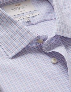 Non-Iron Red & Blue Grid Check Slim Shirt