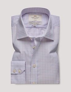 Non-Iron Red & Blue Grid Check Slim Shirt-preview1