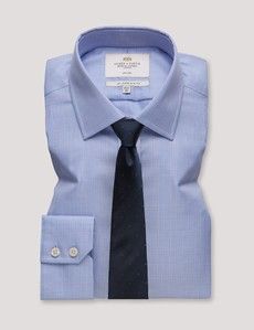 Non-Iron Blue & Lilac Multi Check Slim Shirt-preview2