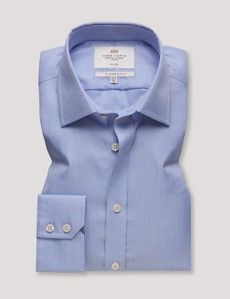 Non-Iron Blue & Lilac Multi Check Slim Shirt-preview1