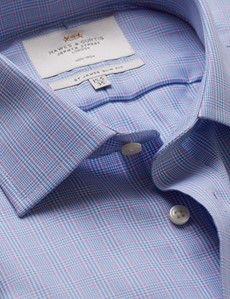 Non-Iron Blue & Lilac Multi Check Slim Shirt